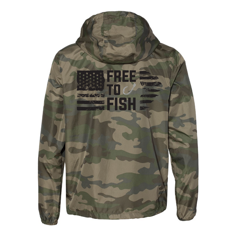 Load image into Gallery viewer, Free to Fish Camo Windbreaker