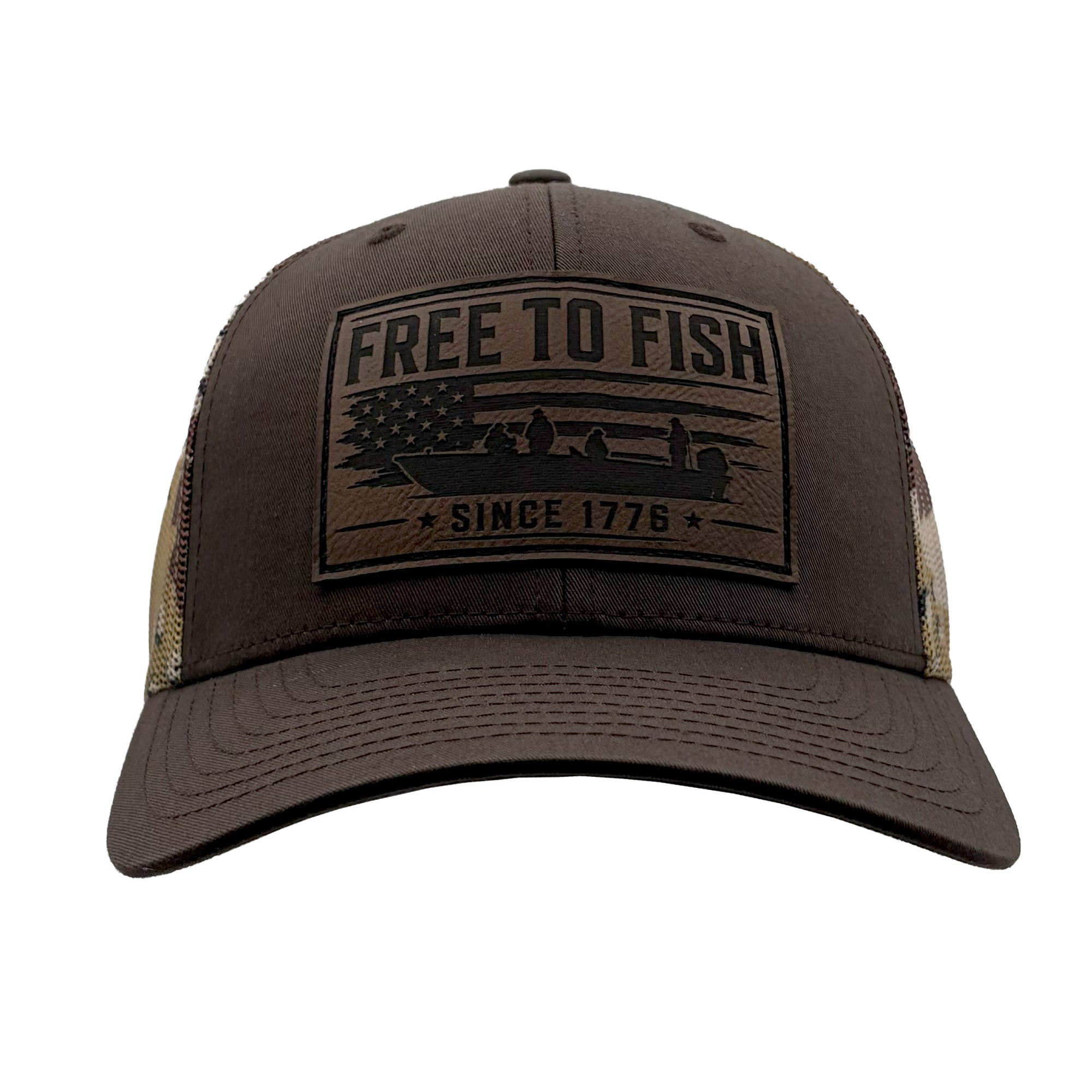 Free To Fish 250th Anniversary Brown Camo Trucker Hat – Addicted