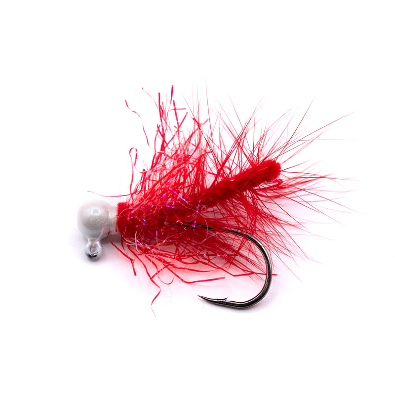 Load image into Gallery viewer, White/Red Winter Strike Series Steelhead Jigs