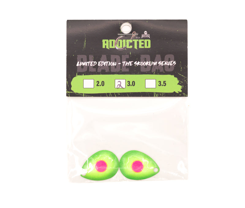 Load image into Gallery viewer, Poison Melon Skookum Baits Blade Bag 2pk