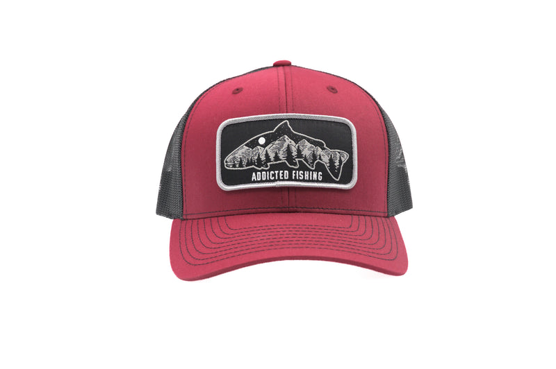 Load image into Gallery viewer, Maroon Fish Mountain Trucker