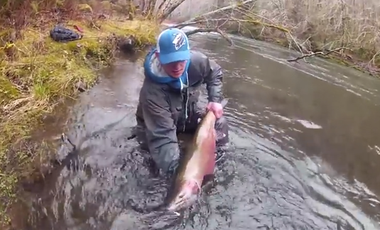 24 Pound Steelhead Bobber & Pink Worm Fishing Oregon Coast
