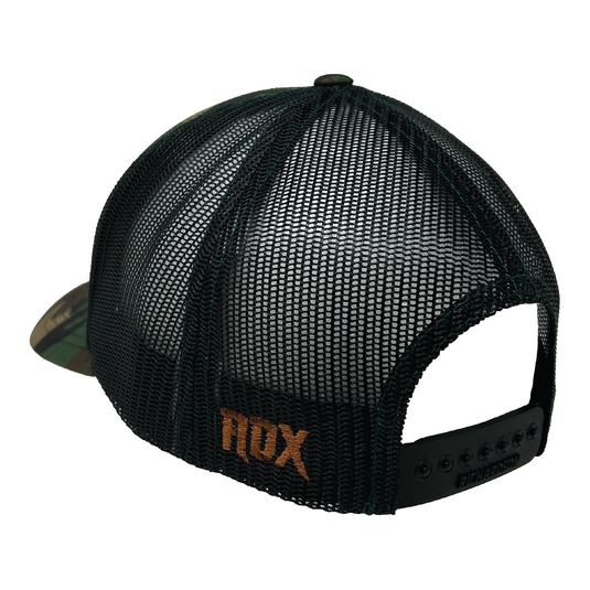Addicted Classic Leather Patch Camo Trucker Hat