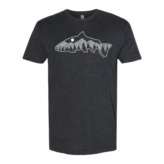 Grayscale Fish Mountain T-Shirt