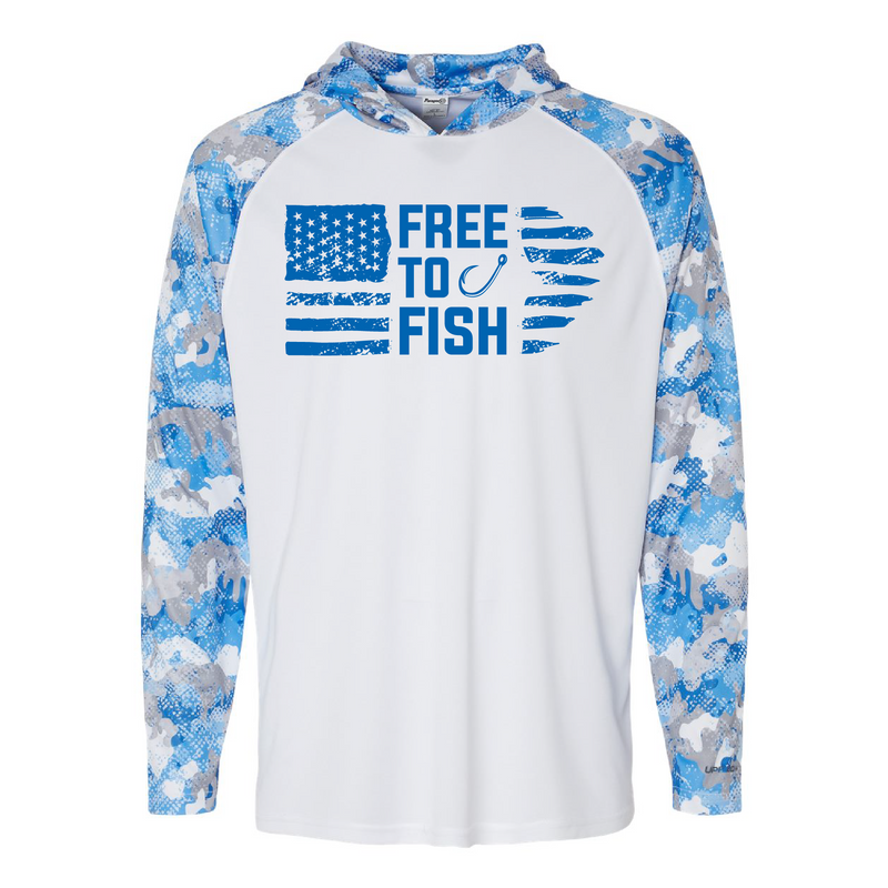 Load image into Gallery viewer, Free To Fish Hooded Performance UPF
