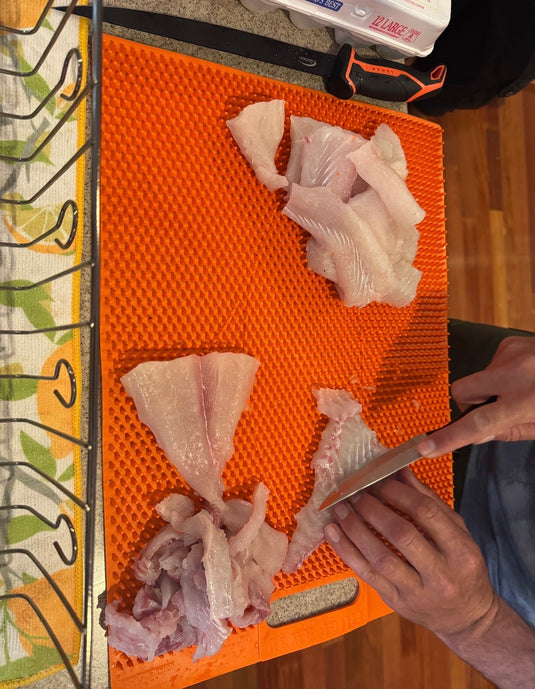 Orange Fillet Away Fish Fillet Mat | Non Slip Fish Cleaning Mat