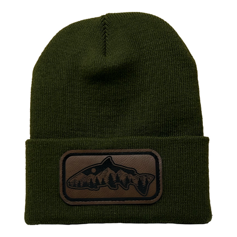O.D. Fish Mountain Leather Patch Beanie