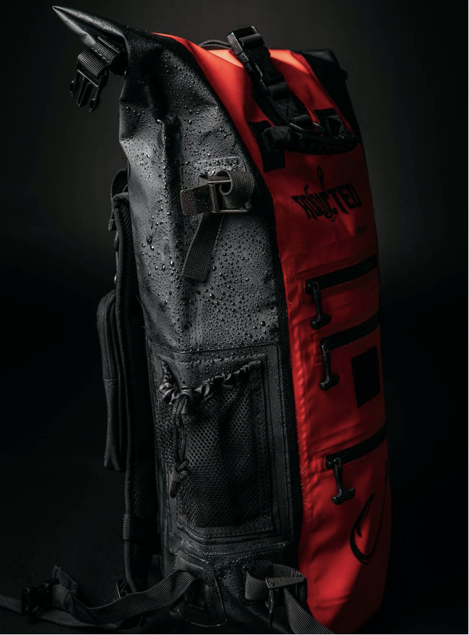 Load image into Gallery viewer, Red 40L Chrome Hunter Waterproof Backpack
