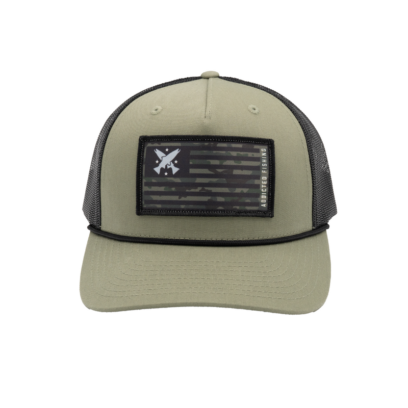 Load image into Gallery viewer, Steelhead Cross Flag Rope Trucker
