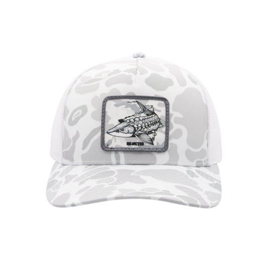 Sturgeon Addict White Camo Trucker Hat