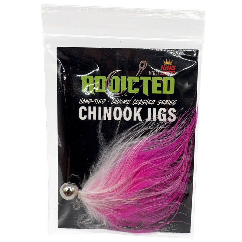 Load image into Gallery viewer, Chrome Crasher Salmon Jig - Pink Lady - Nickel Head
