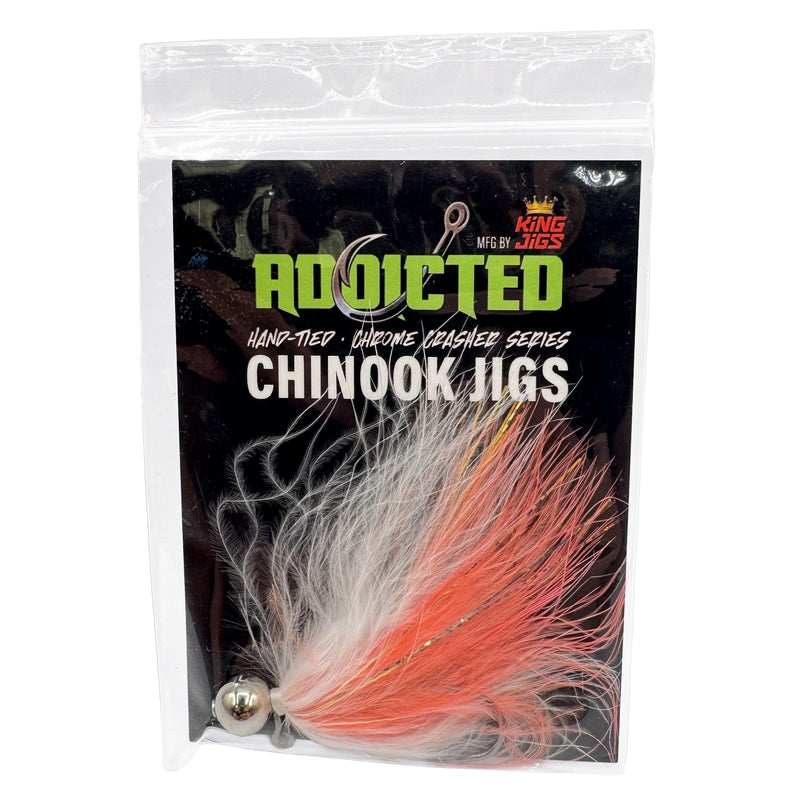 Load image into Gallery viewer, Chrome Crasher Salmon Jig - Peach Crush - Nickel Head
