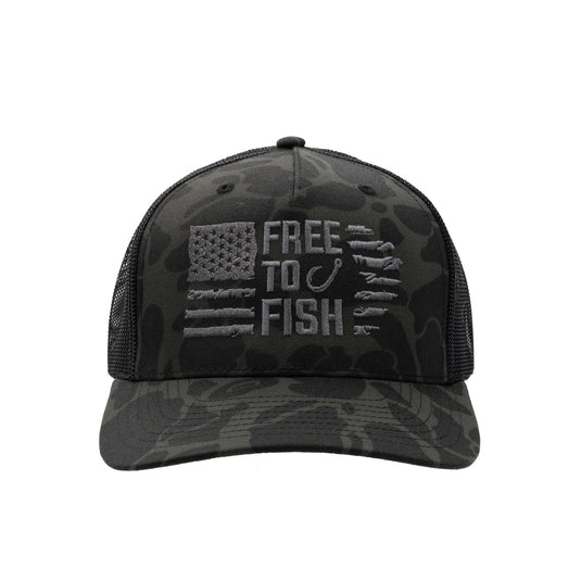 Freedom Black Camo Cast Trucker Hat