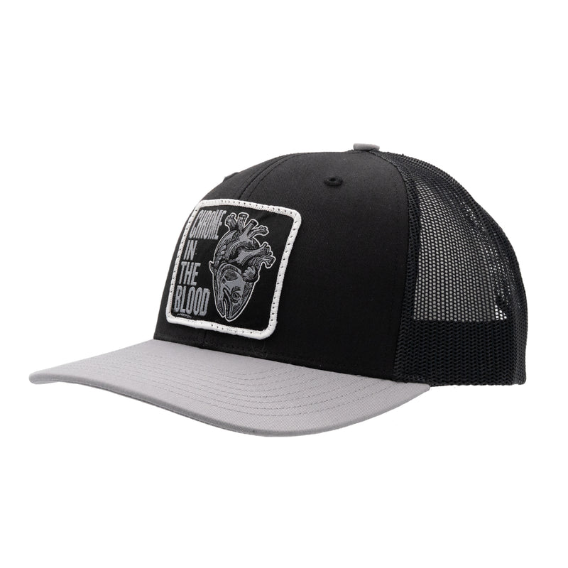 Load image into Gallery viewer, Chrome In The Blood Trucker Hat
