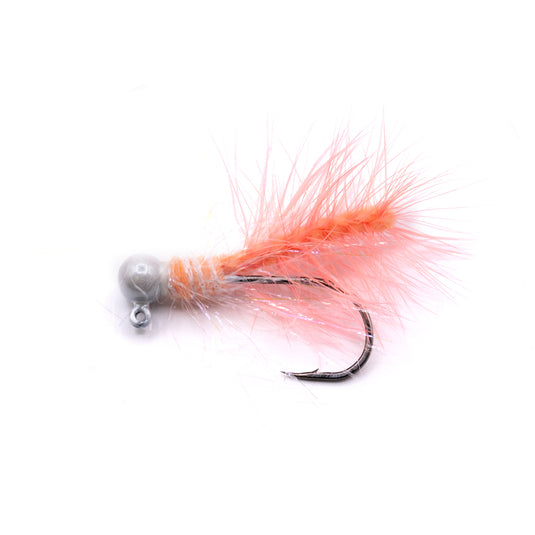 White/Peach Winter Strike Series Steelhead Jigs