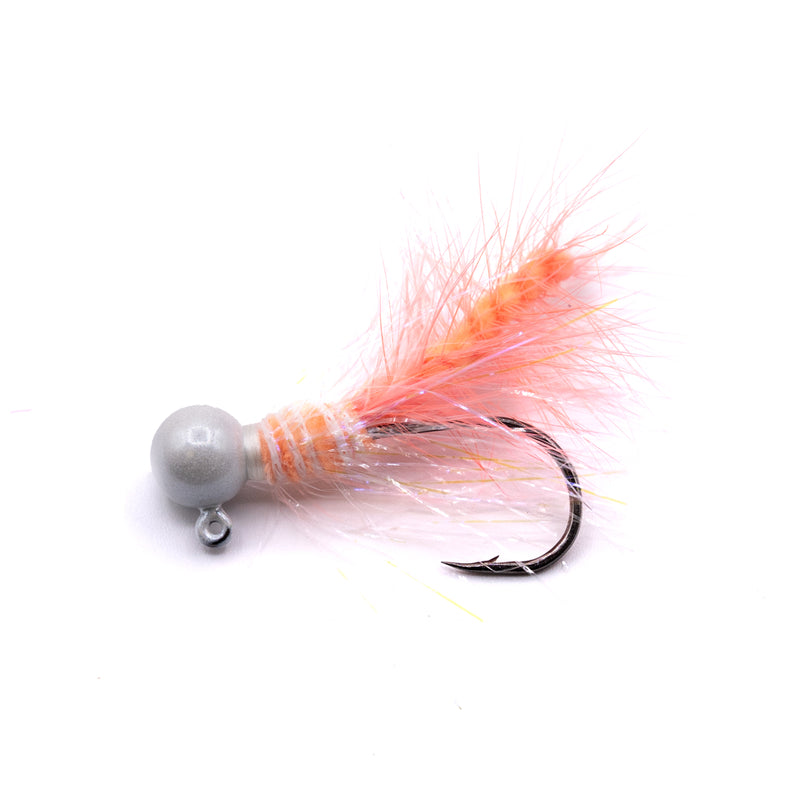 Load image into Gallery viewer, White/Peach Winter Strike Series Steelhead Jigs
