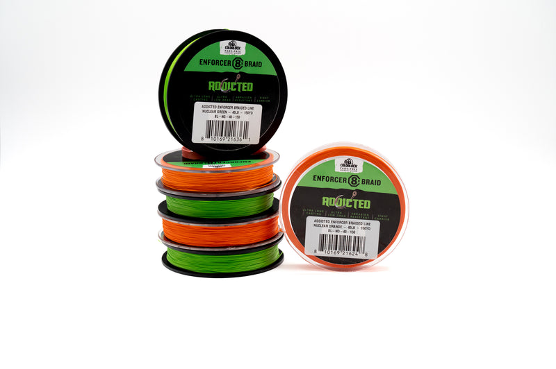 Load image into Gallery viewer, Enforcer 8X Braided Fishing Line - Nuclear Orange - 150 Yard Spool
