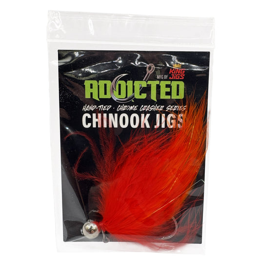 Chrome Crasher Salmon Jig - Fire Shrimp - Nickel Head