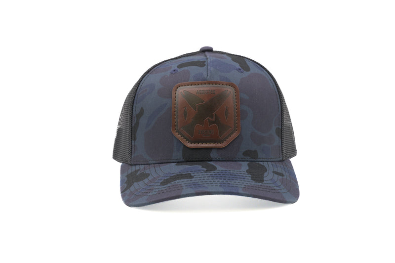 Load image into Gallery viewer, Blue Camo Steelhead Cross Trucker
