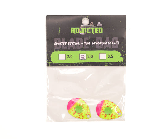 Pink Splatter Skookum Baits Blade Bag 2pk