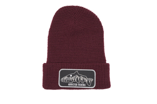 Dark Red Fish Mountain Beanie