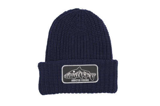 Dark Blue Fish Mountain Beanie