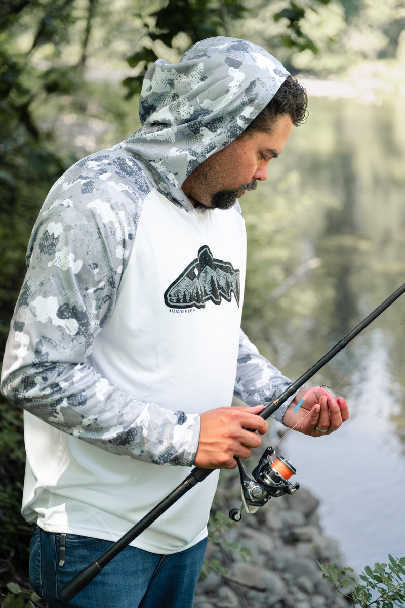 Load image into Gallery viewer, Silver Sky Fish Mountain Hooded UPF

