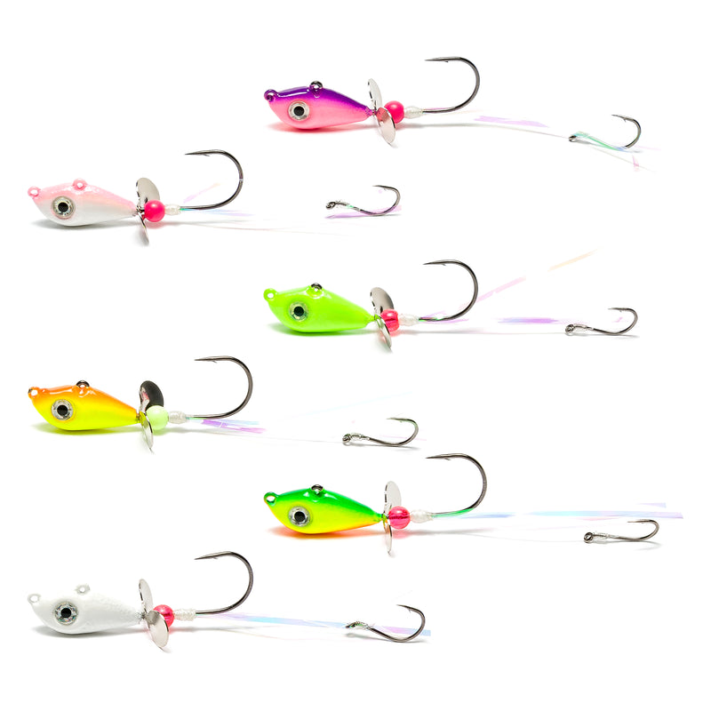 Load image into Gallery viewer, Orange/Chartreuse Walleye Death Spinner
