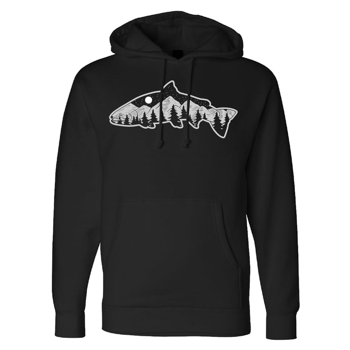 Midnight Black Fish Mountain Hoodie